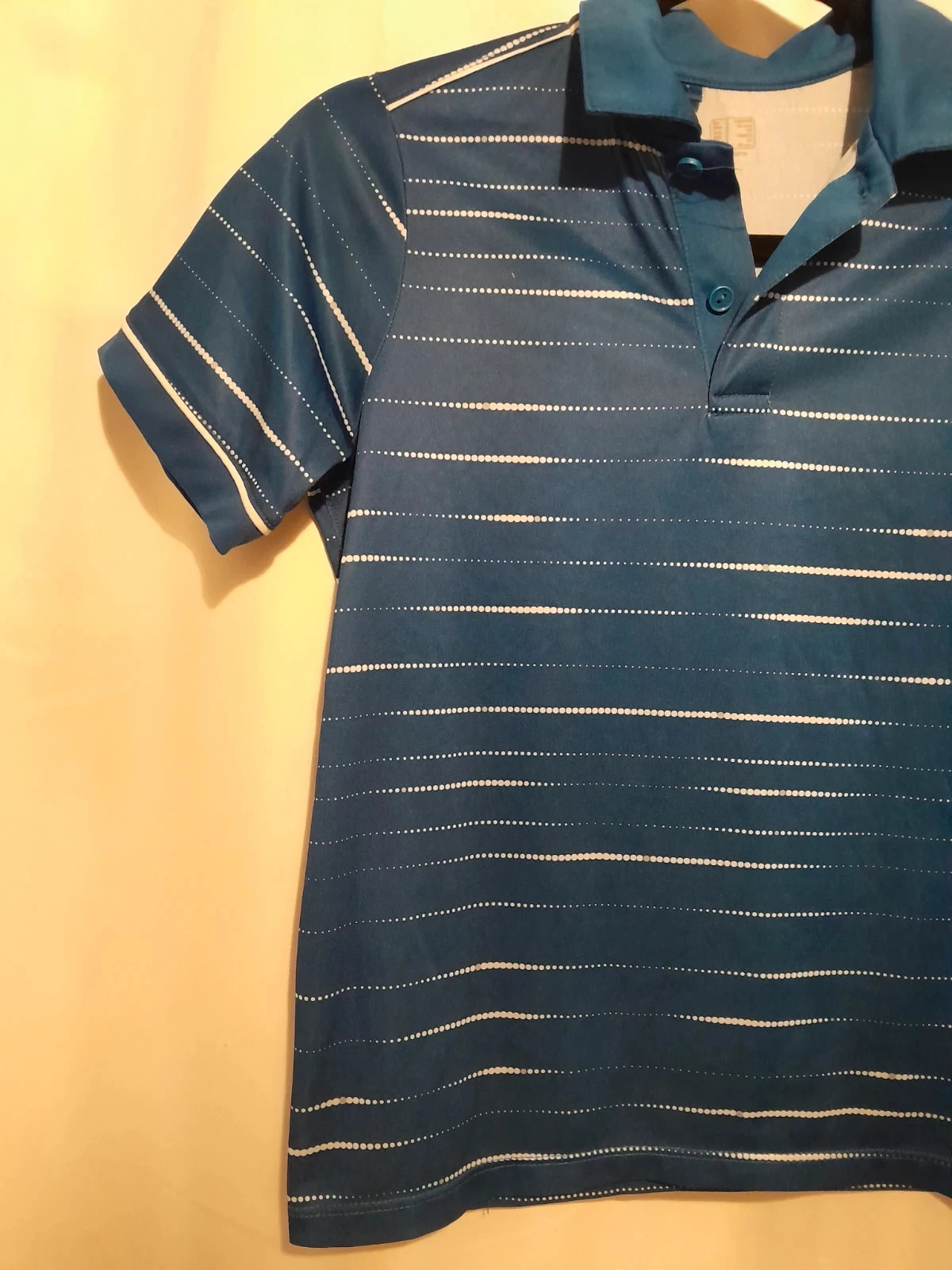Polo infantil, azul e branco, 8 anos, Marca Oxylane – photo 2